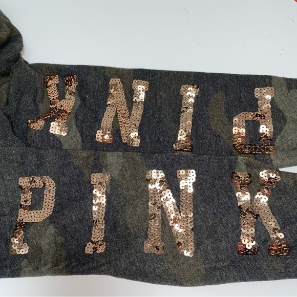 NWOT VS Pink Camo Hoodie with Rose Gold Sequins - Picture 5 of 16